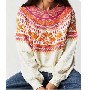 Free People Nellie Fair Isle rabbit sweater Sz M